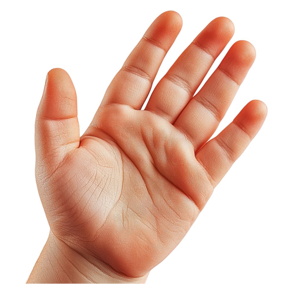 Small outstretched childs hand with soft fingers and a warm natural skin tone png