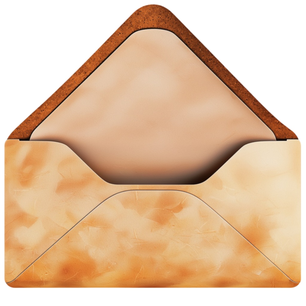 Vintage aged envelope with a folded parchment letter partially visible inside png