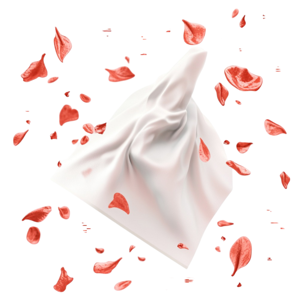 White Cloth with Red Petals Falling png