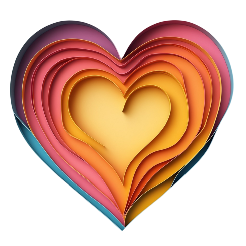 Multicolored Paper Heart png