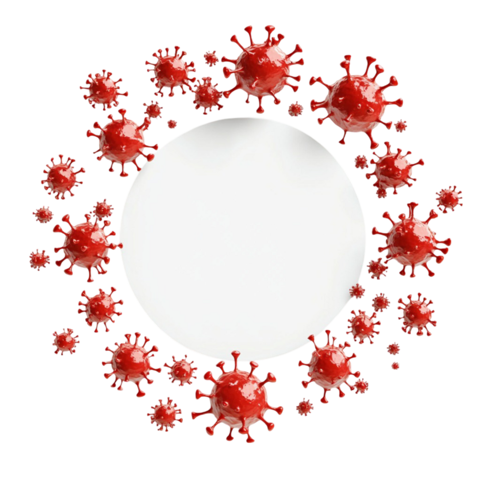Red Viruses Inside Circular Frame png