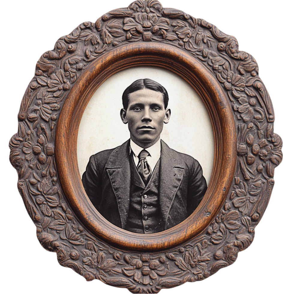 Vintage Picture Frame with a Man in a Suit png