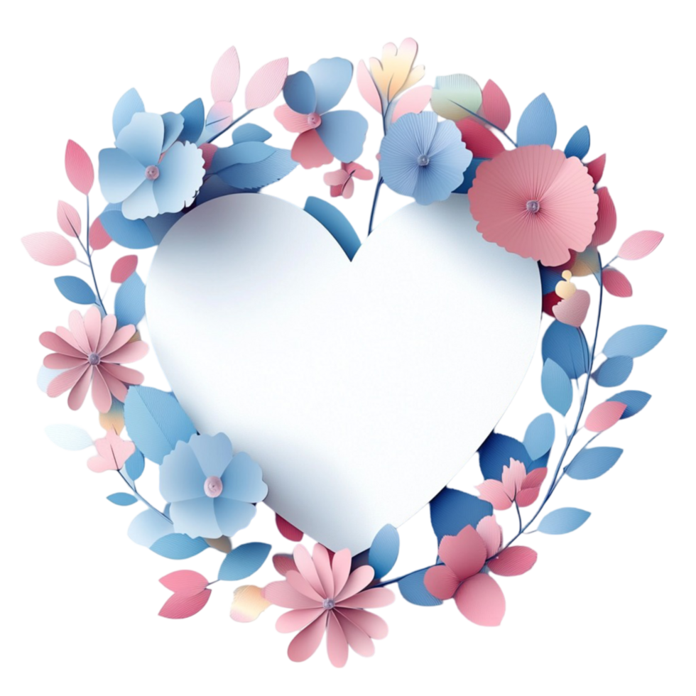 Heart Shaped Frame with Flowers png