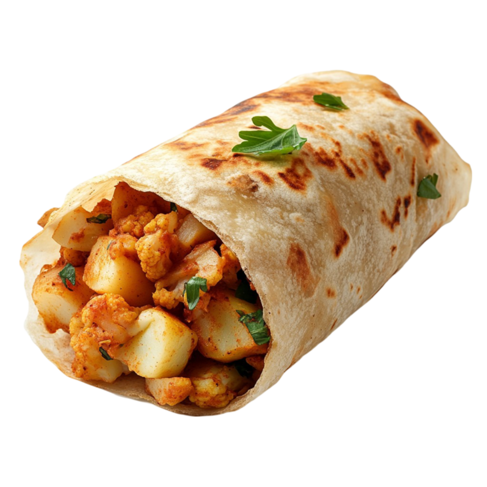 Spicy Indian Wrap with Fresh Ingredients png