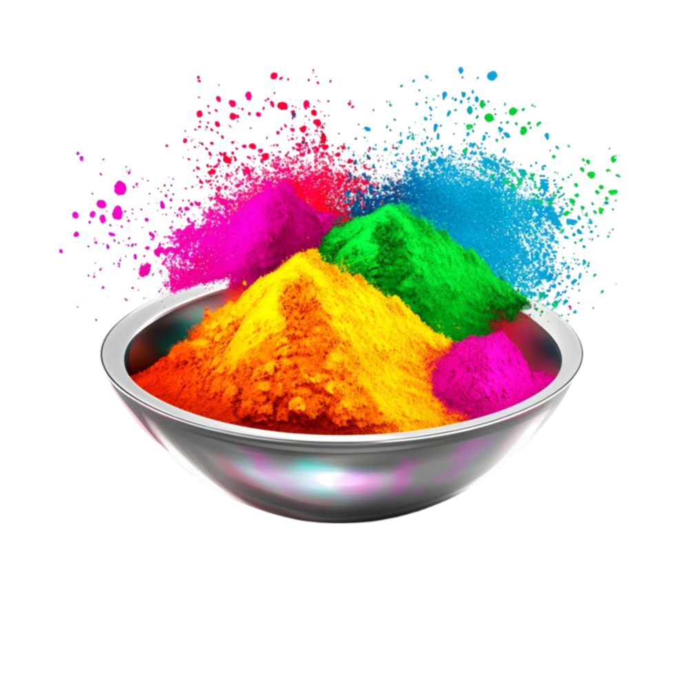 Colorful Holi Powder in Bowls png
