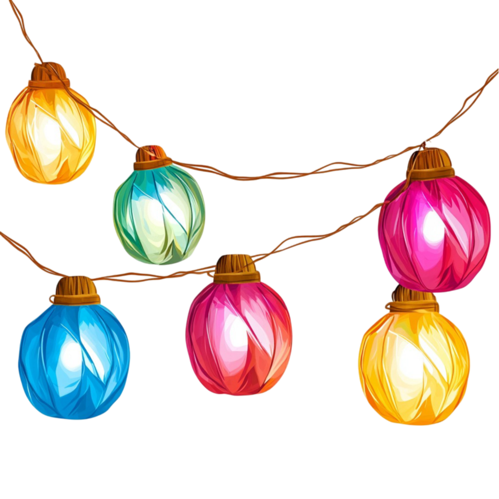 Christmas String Lights Hanging in Row png