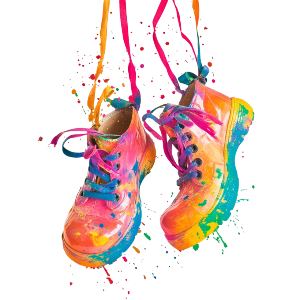 Colorful Shoes with Paint Splatters png