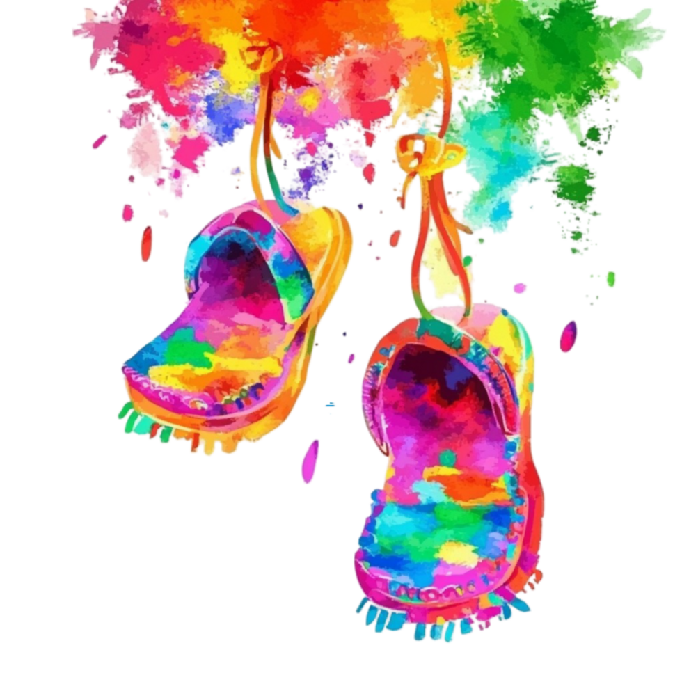 Colorful Watercolor Shoes with Artistic Paint Splashes png