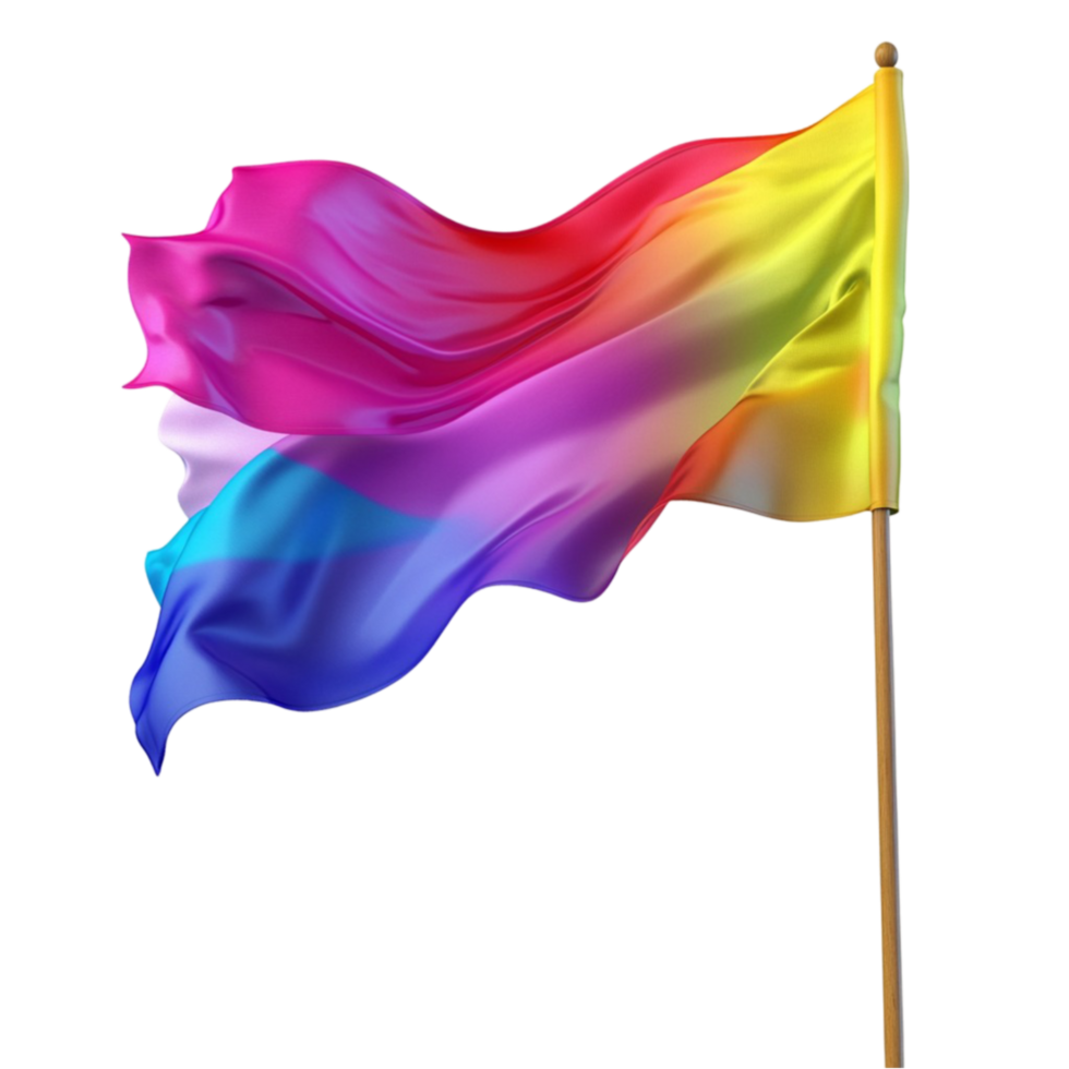 Waving Multicolor Flag with Gradient Fabric png