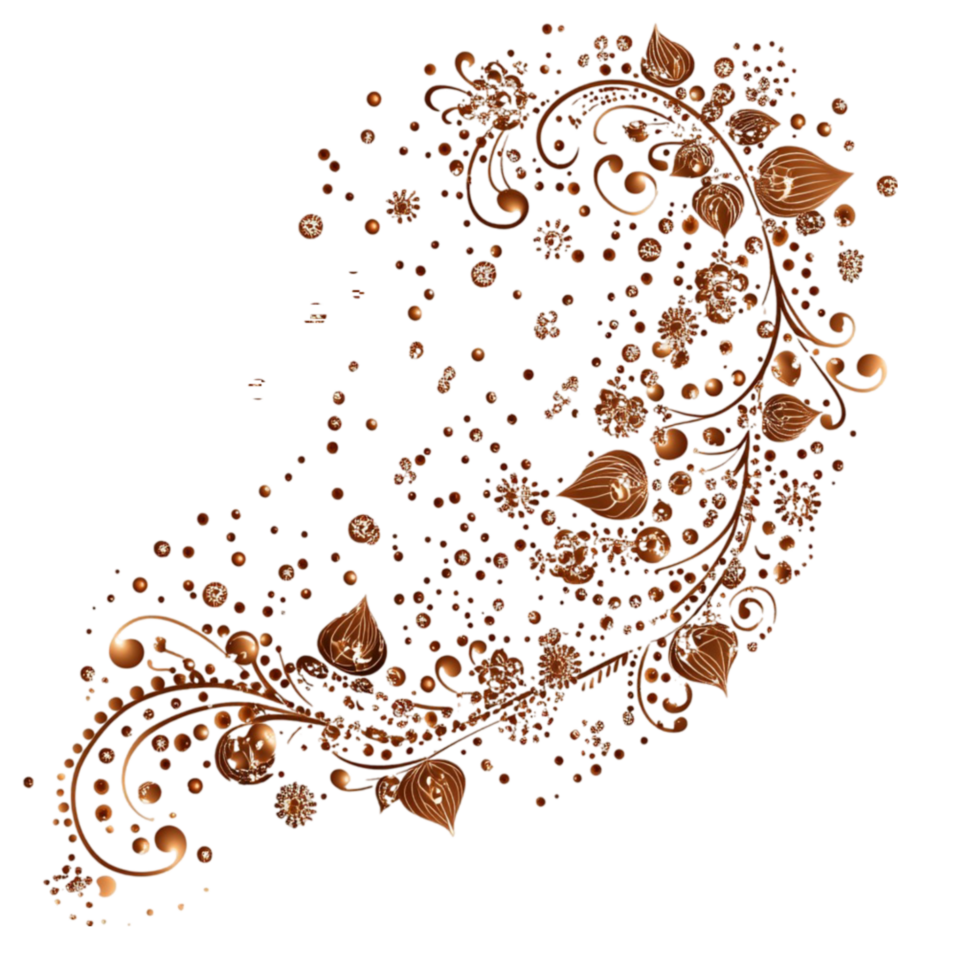 Brown Swirl of Flowers and Leaves png