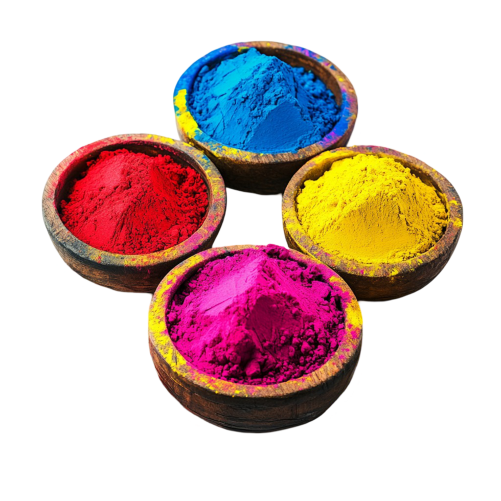 Colorful Powder in Bowls for Holi Festival png