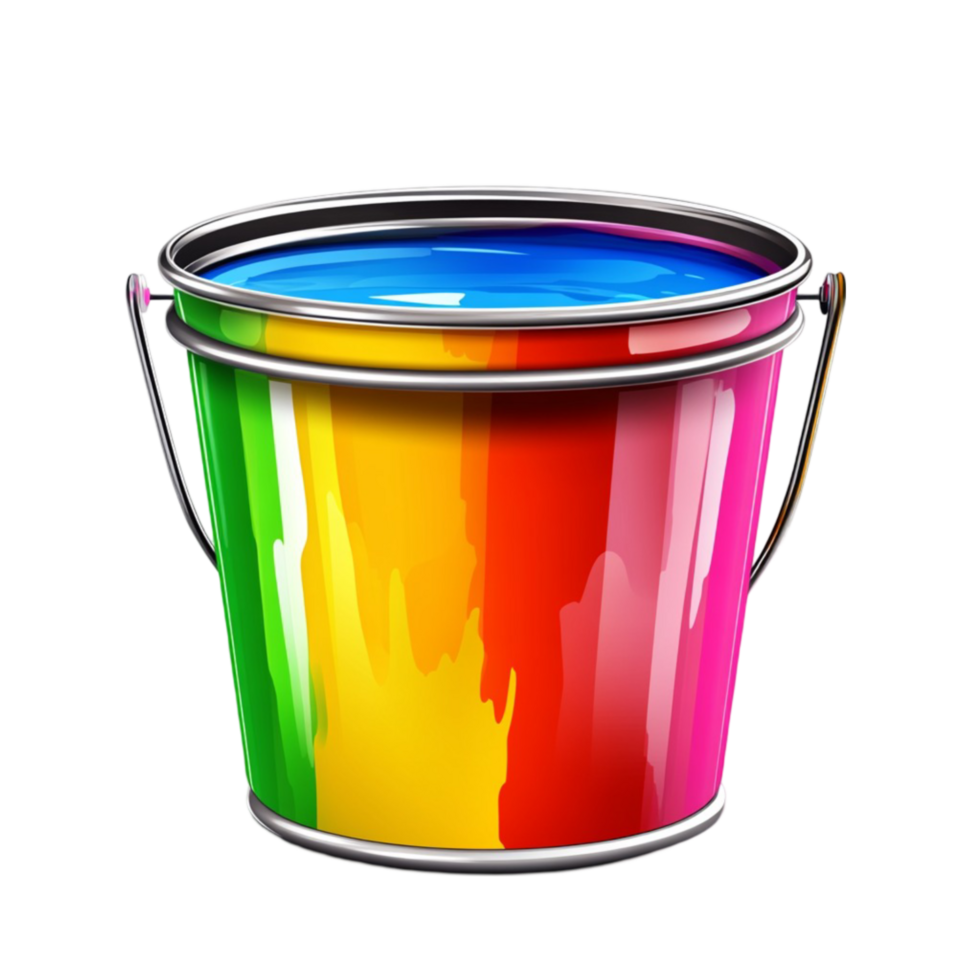 Colorful Paint Bucket with Blue Liquid png
