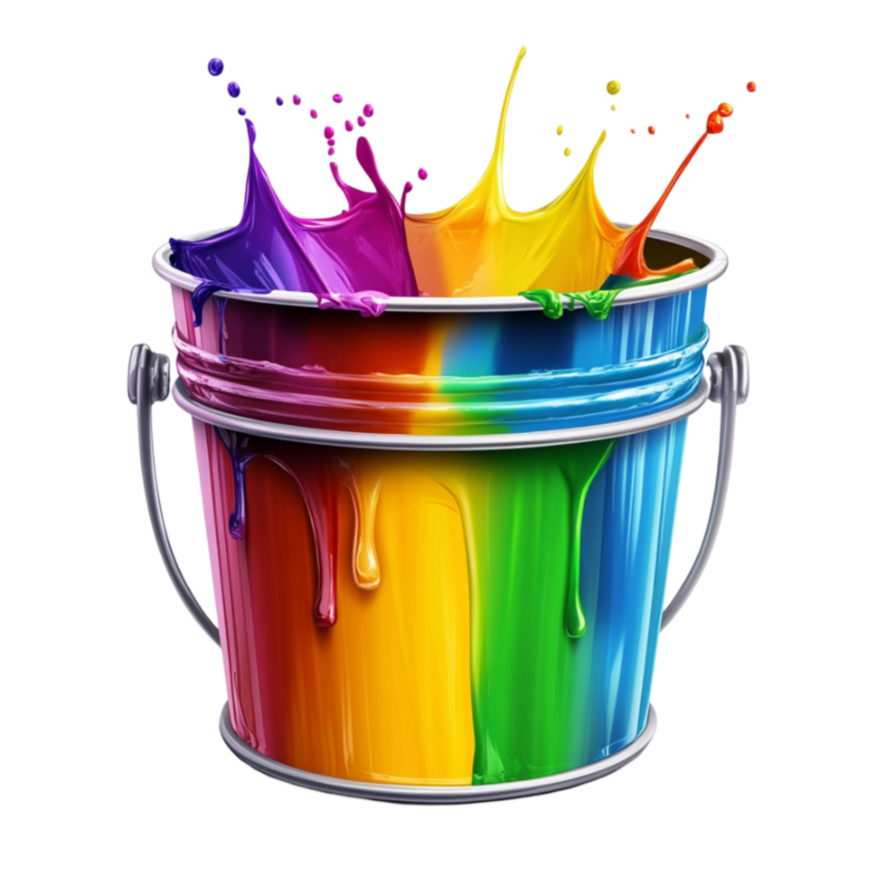Paint Bucket with Colorful Splashes png