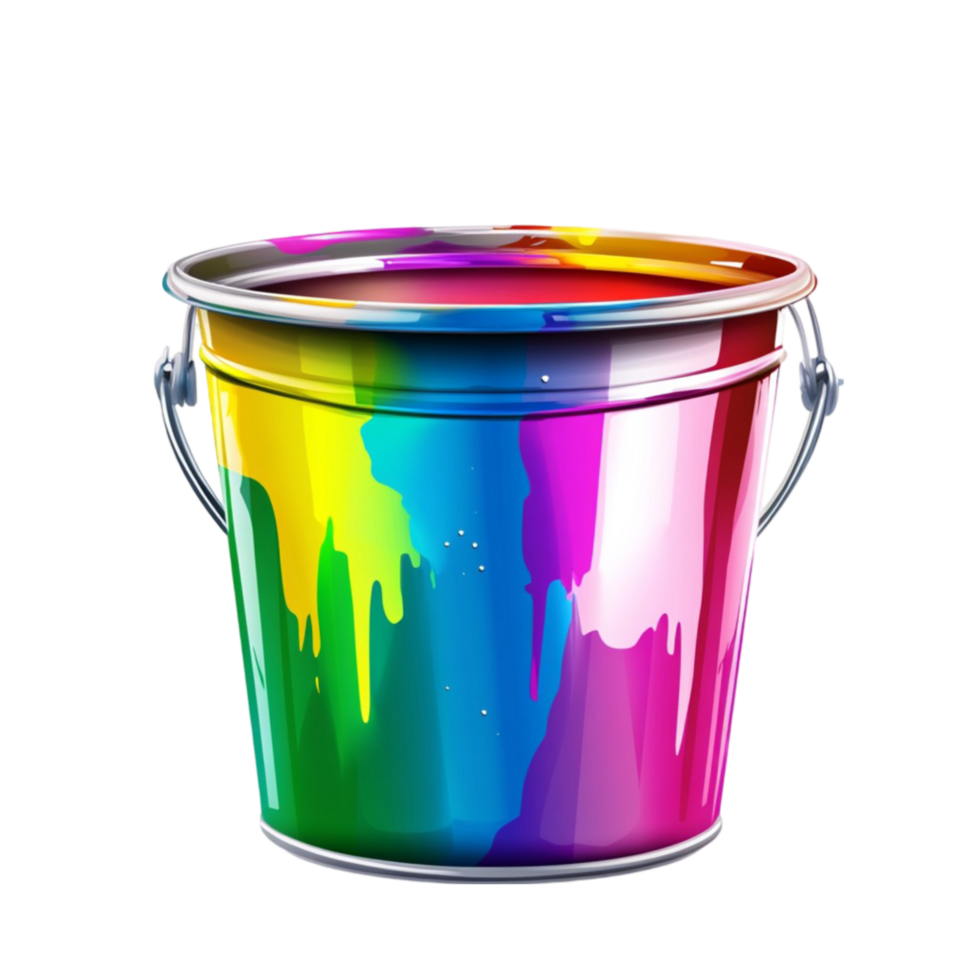 Colorful Paint Bucket with Dripping Colors png
