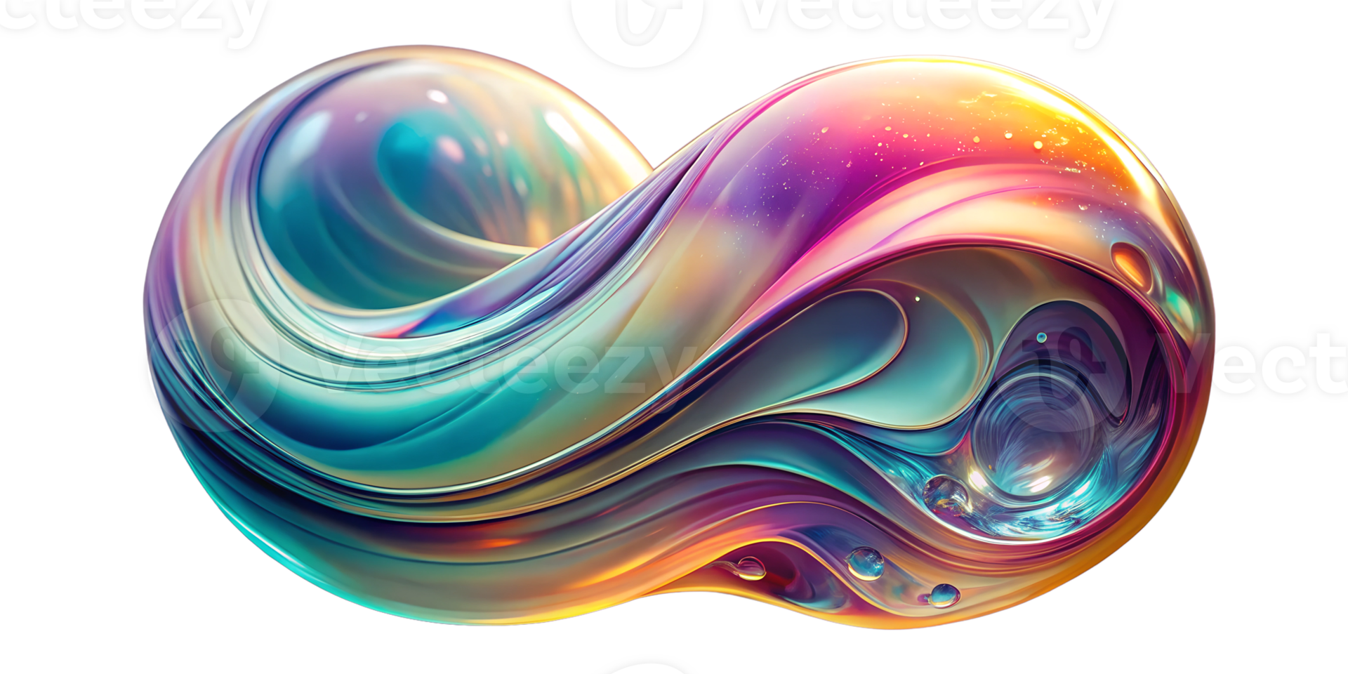 Colorful swirly liquid with a pearlescent sheen 3D Render isolated on transparent background png