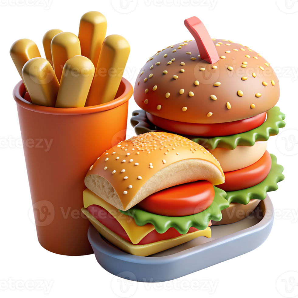 3D Render Fast Food Item Transparency Background png