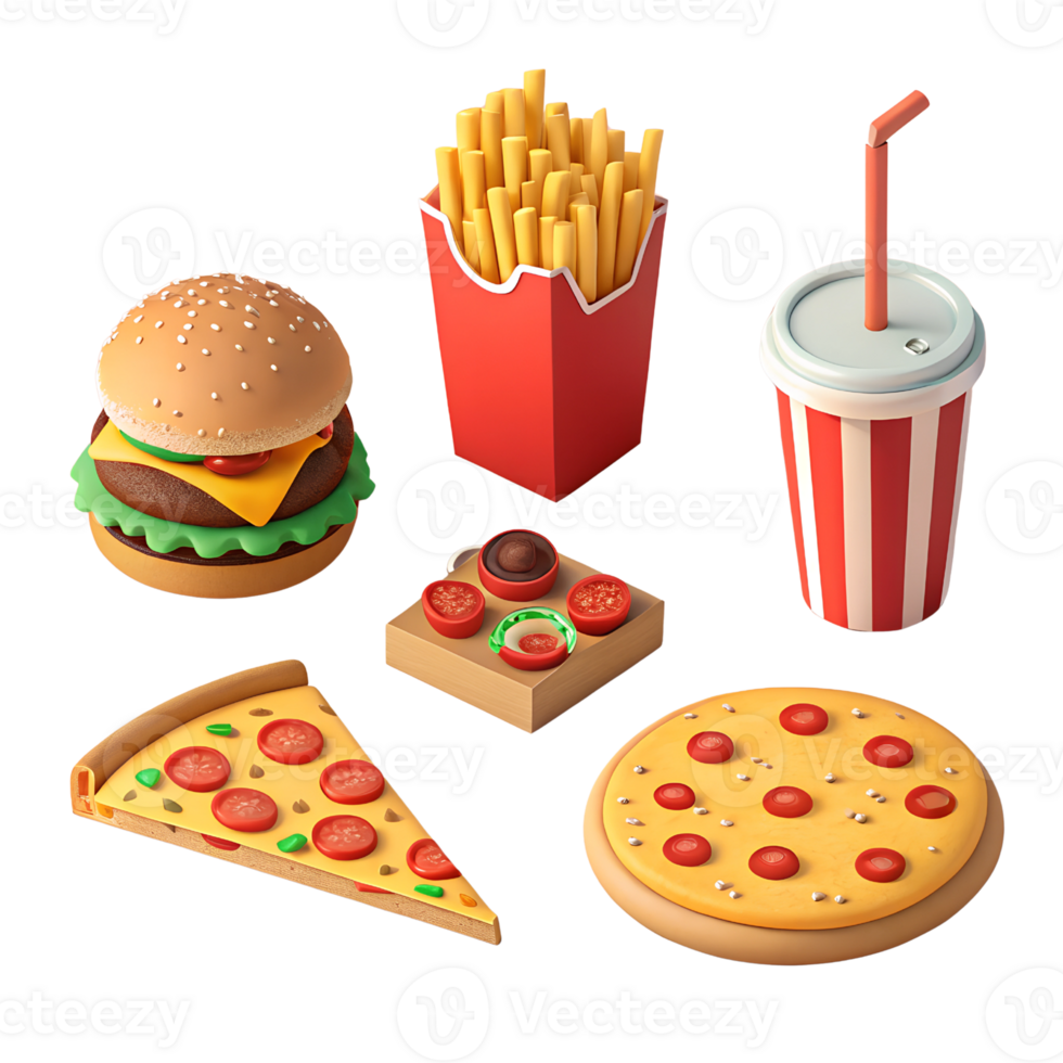 Fast Food Icon 3D Render Isolated On Transparency Background png