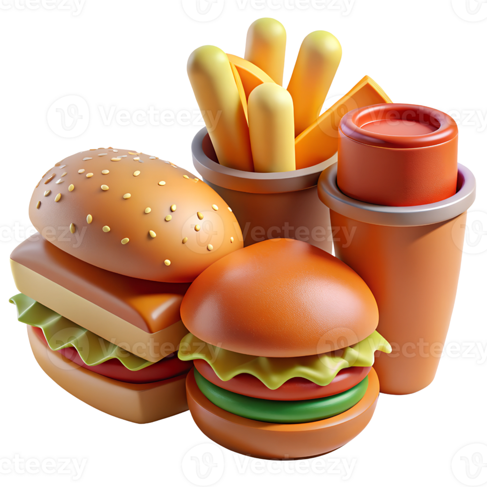3D Render Fast Food Item Isolated On Transparency Background png