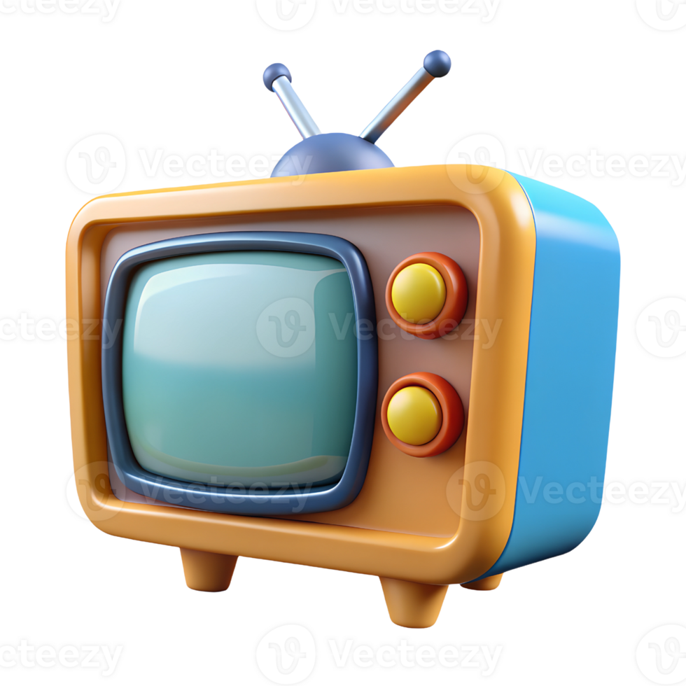 3D Render Retro Tv Isolated On Transparent Background png