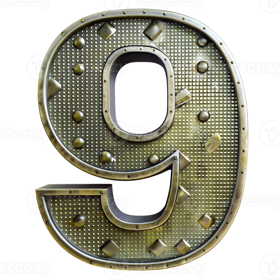 Metal Number 6 Isolated on Transparent Background 3D Render png