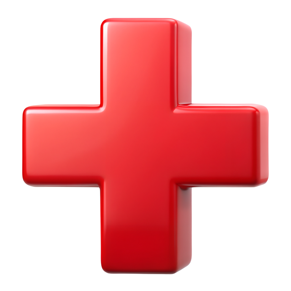 3D Render Red Plus Icon Isolated On Transparent Background png