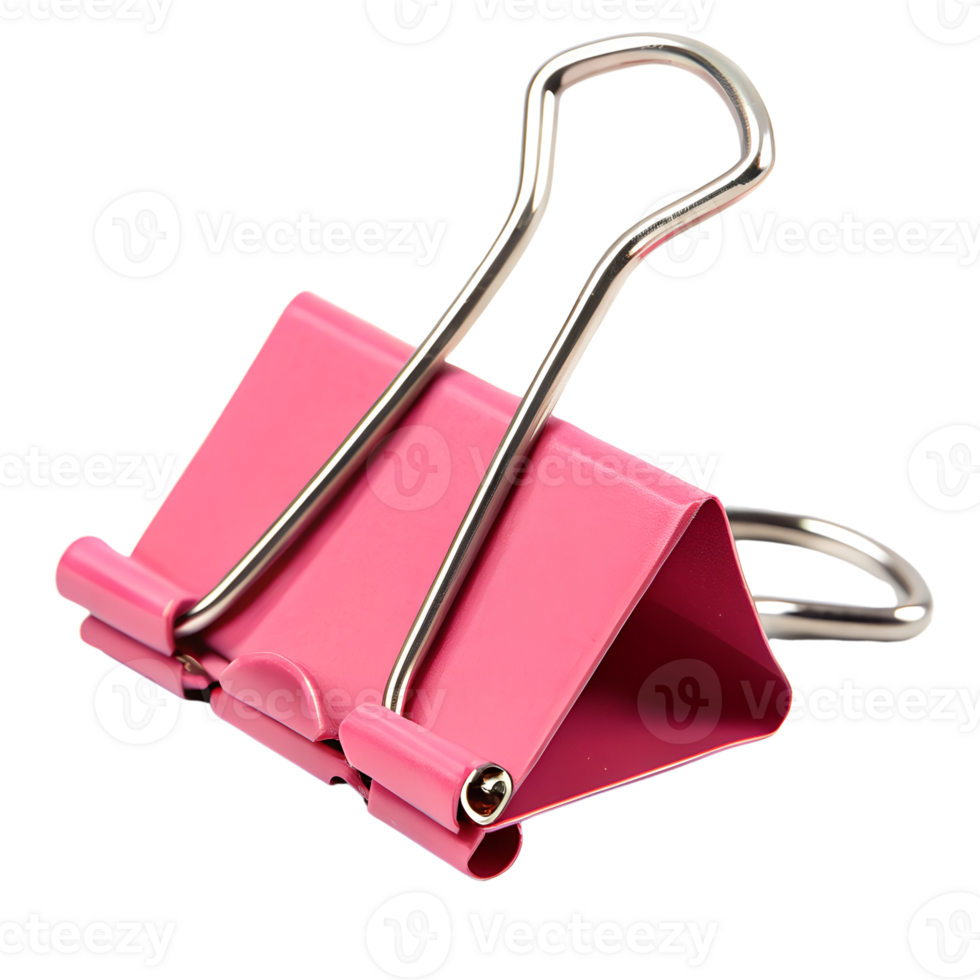 Pink paper clip on transparent background png