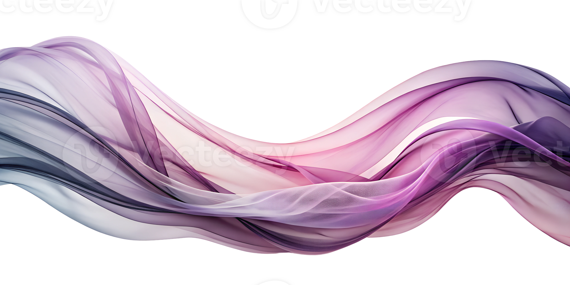 Abstract curve resembling flowing silk in pastel pink and lavender on transparent background png