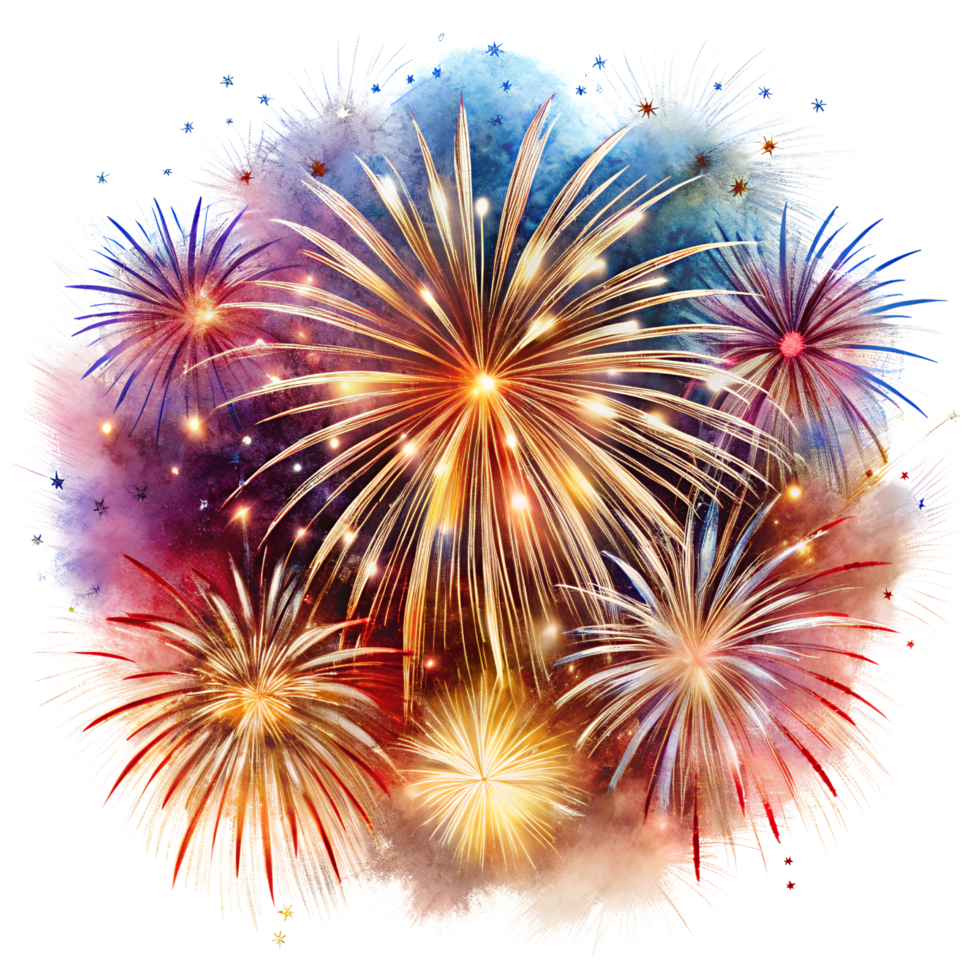 Fireworks on the night sky on transparent background png