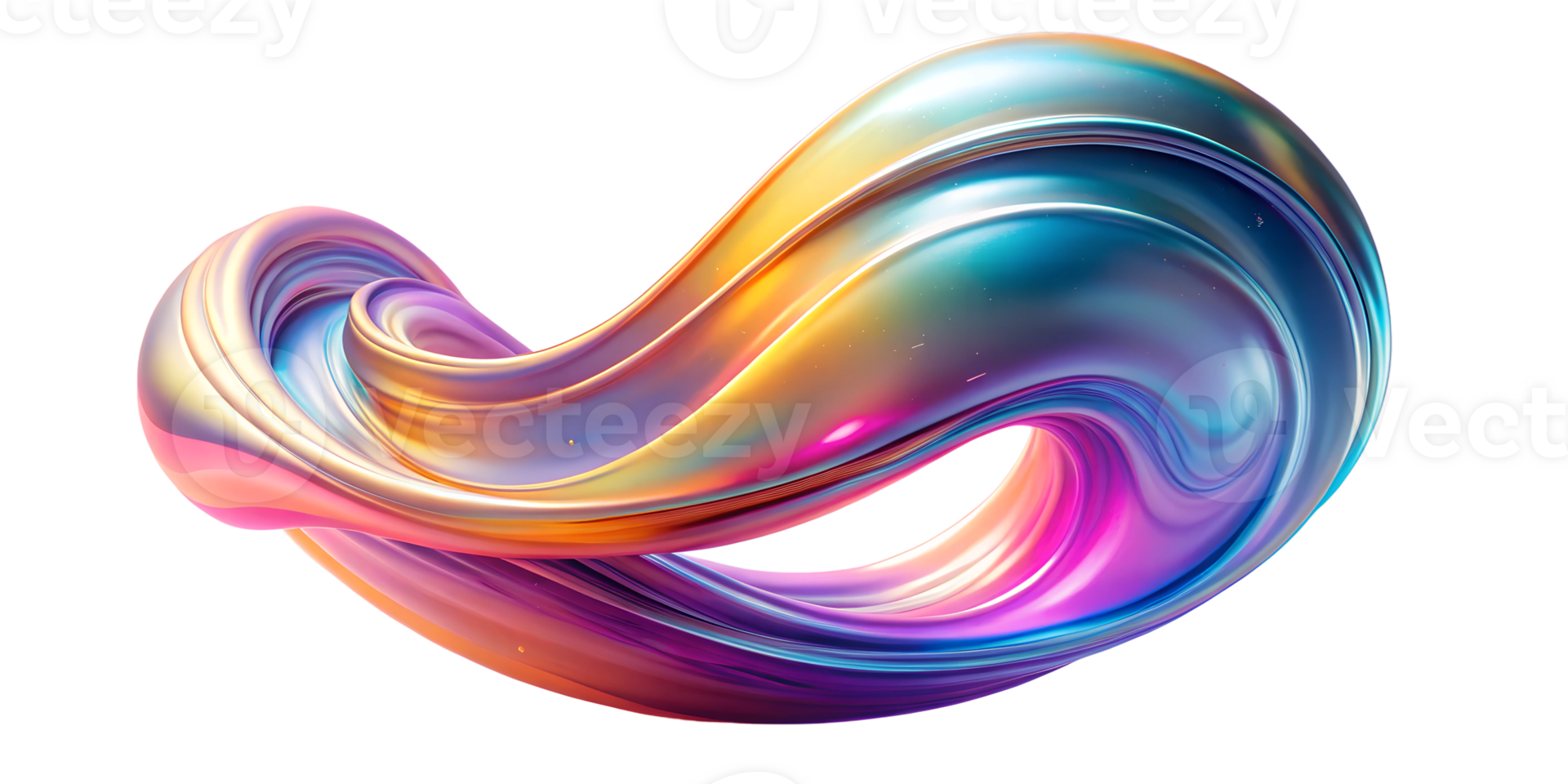 3D Render Colorful swirly liquid with a pearlescent sheen isolated on transparency background png