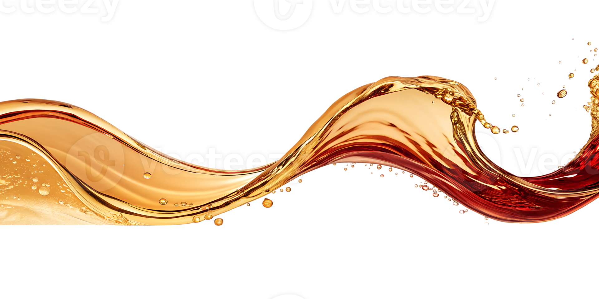 Abstract style showcasing a flowing wave of golden and red mix liquid isolated on transparency background png