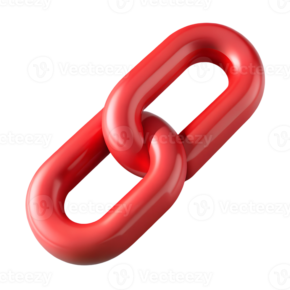 Red Link 3D glossy icon isolated on transparent background png