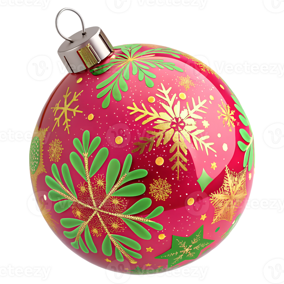 Glossy Christmas ornament ball with isolated on transparent background png