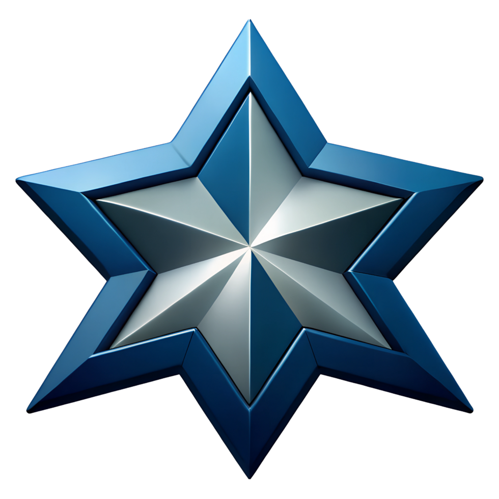 3D metallic star blue and silver gradient isolated on transparency background png
