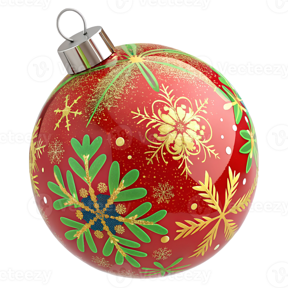 Christmas ornament glossy ball with isolated on transparent background png