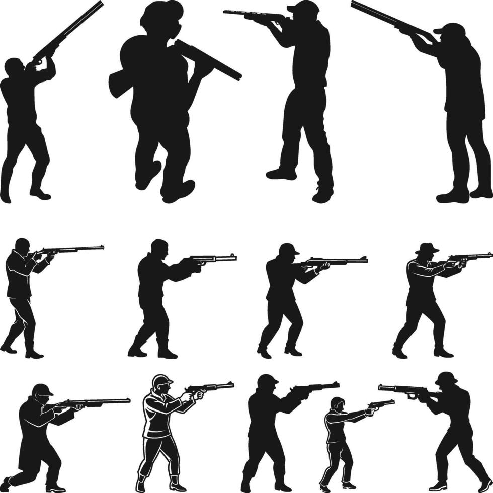 Male Trapshooting File, Shooting Silhouette, Hunting and Shooting, Sporting Clay Personal Silhouette vector