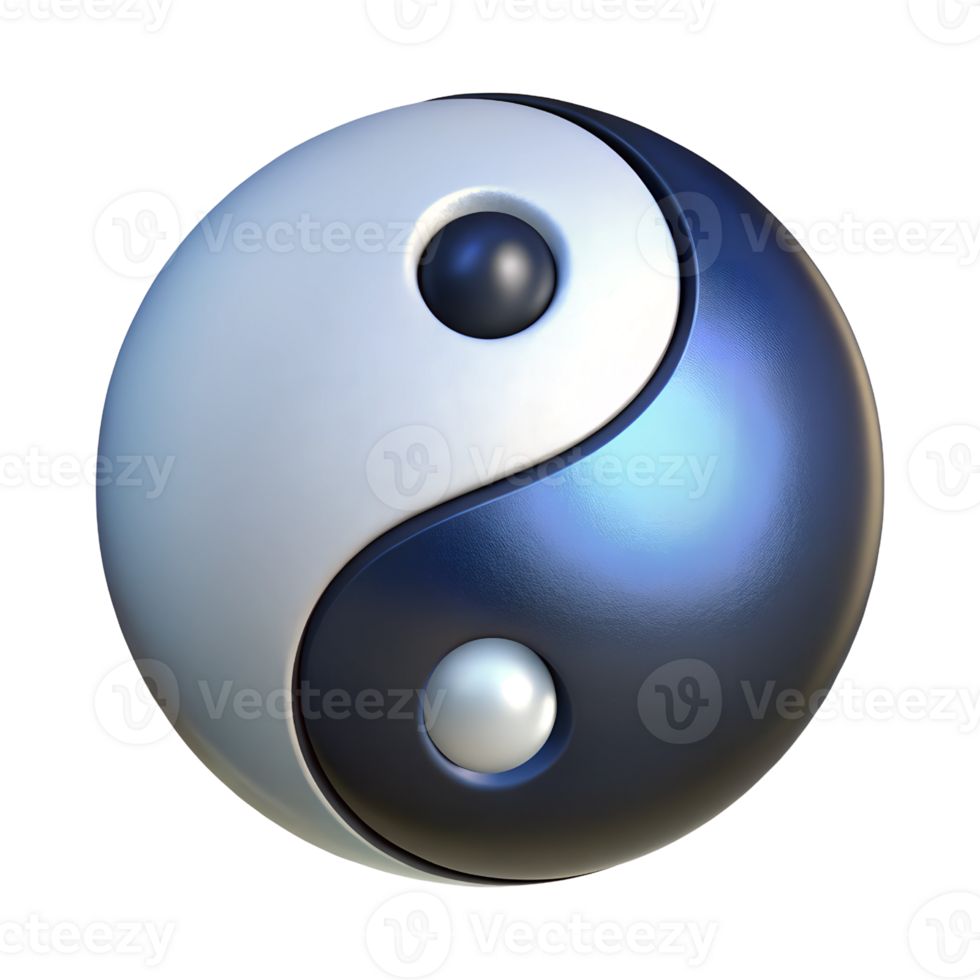 3D Render yang symbol glossy icon isolated on transparent background png