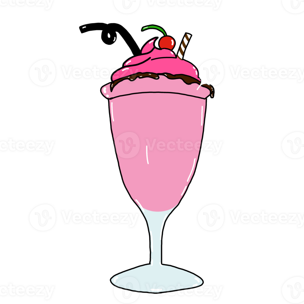 Ice cream strawberry in glass png