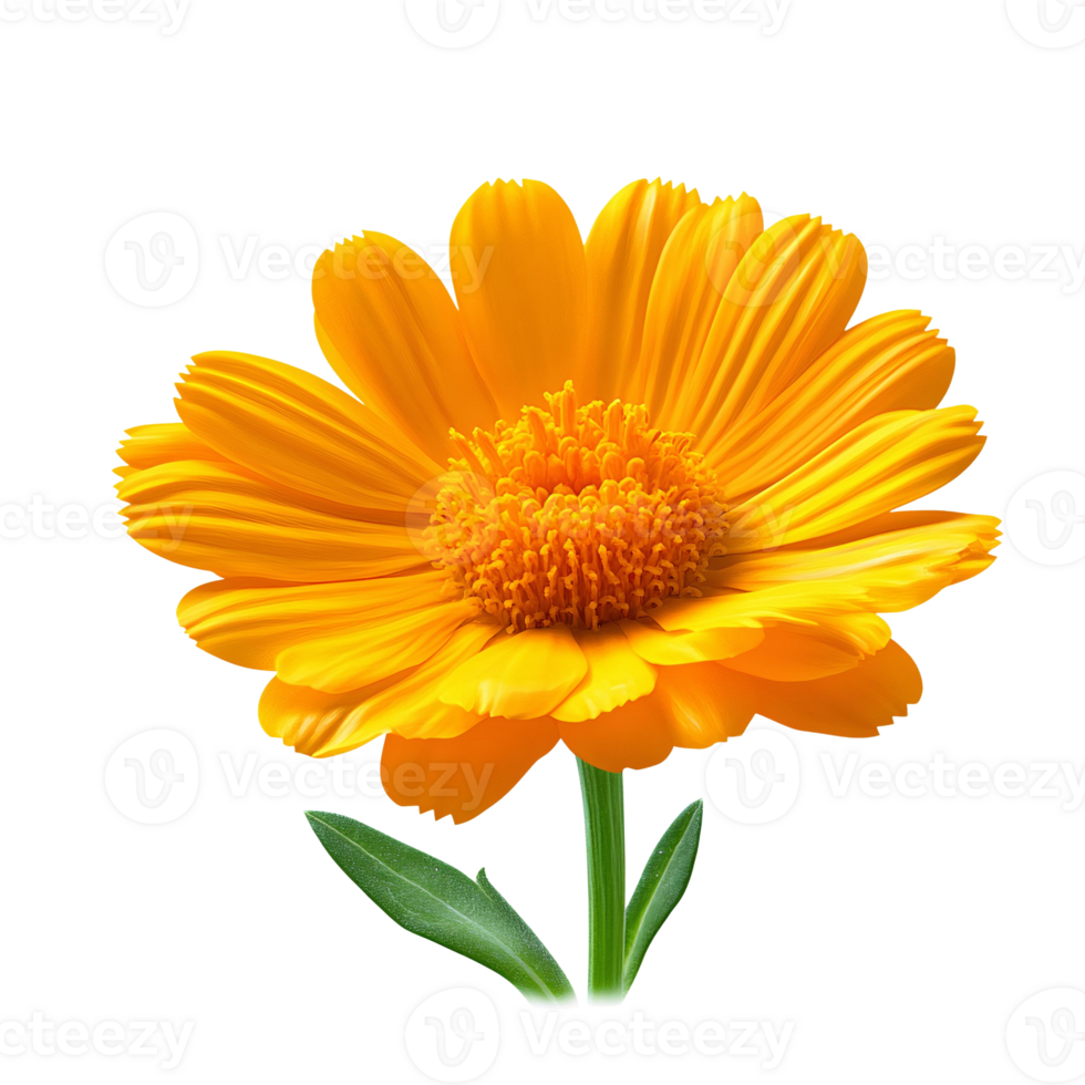 Bright orange calendula flower on transparent background png