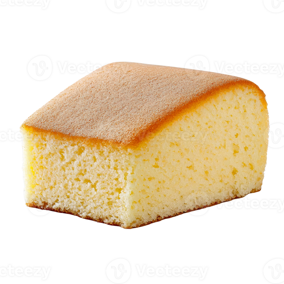 Sponge cake slice, delicious baked dessert on transparent background png