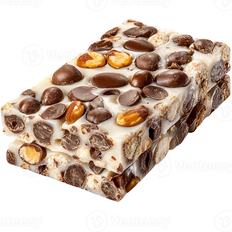 Chocolate almond clusters candy bar isolated on Transparent Background png