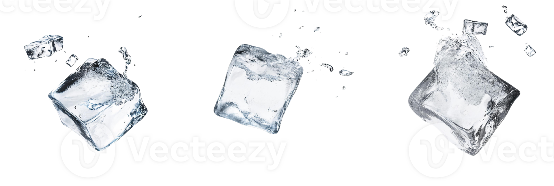 Ice cubes splashing on transparent background png