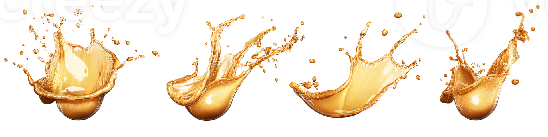 Golden liquid splashes on transparent background png