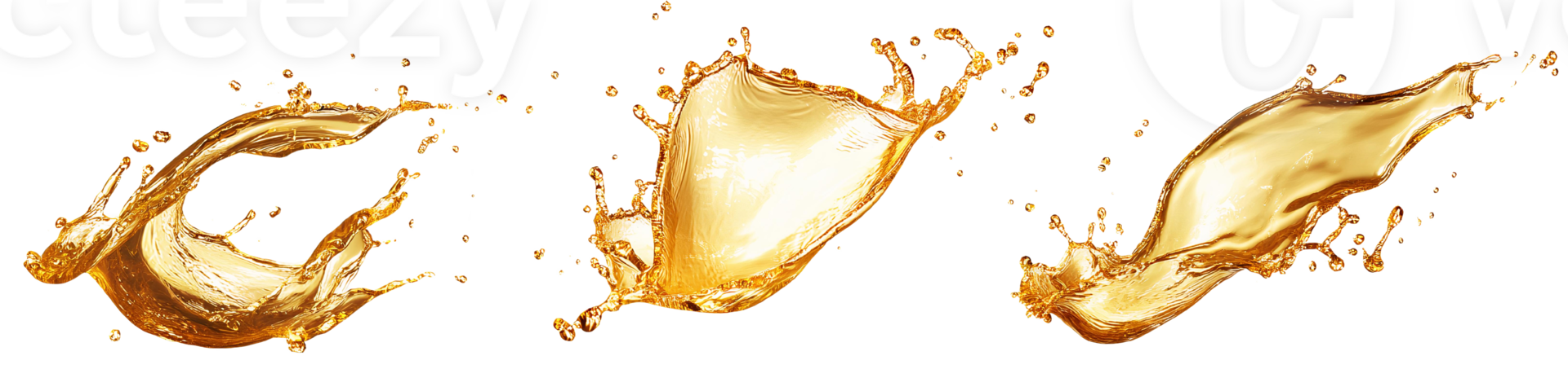 Dynamic Golden Liquid Splashes and Droplets Isolated on Transparent Background png