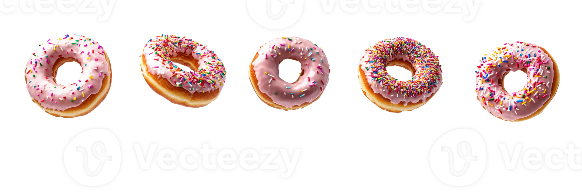 Pink donuts with sprinkles on Transparent Background png