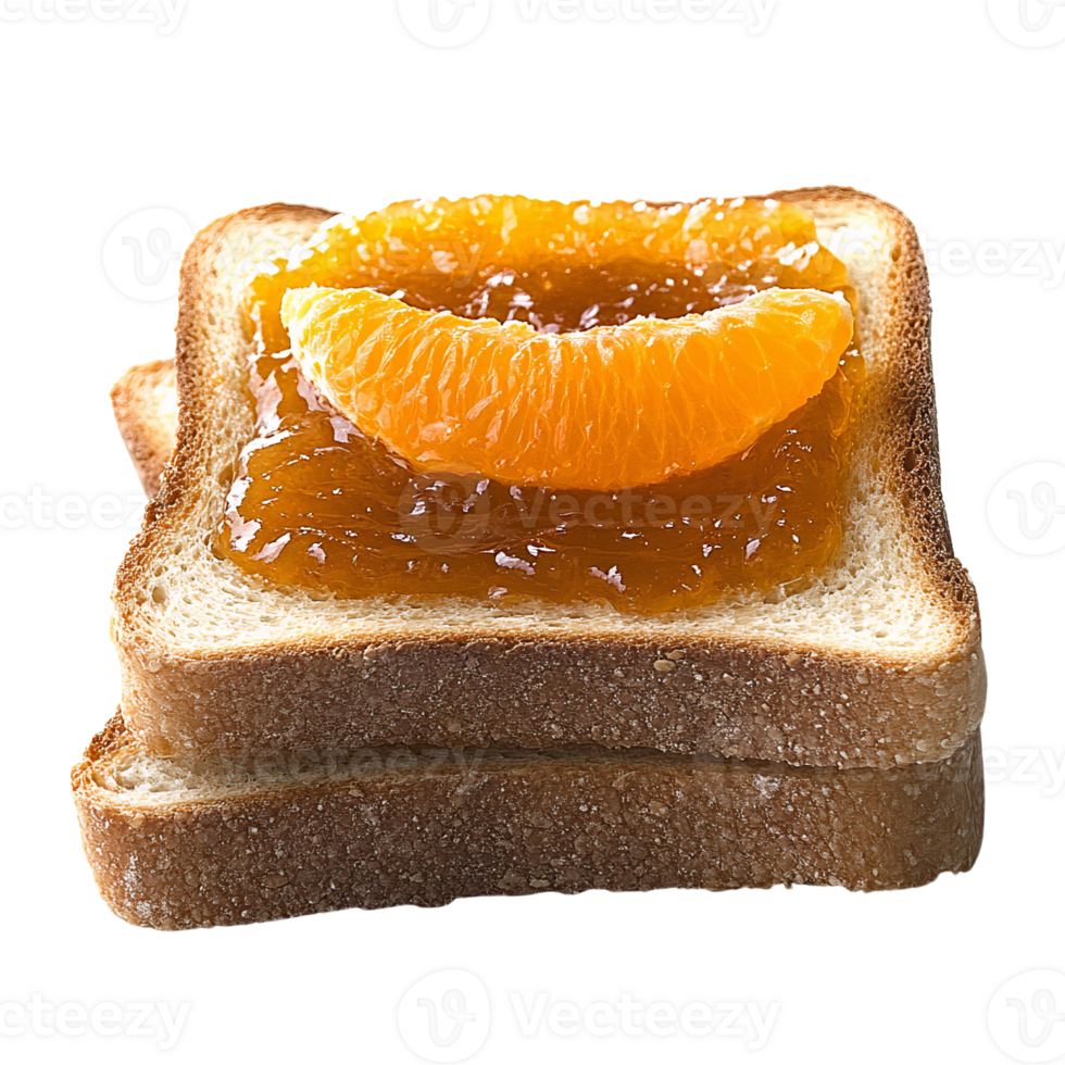 Orange marmalade toast with orange slice on transparent background png