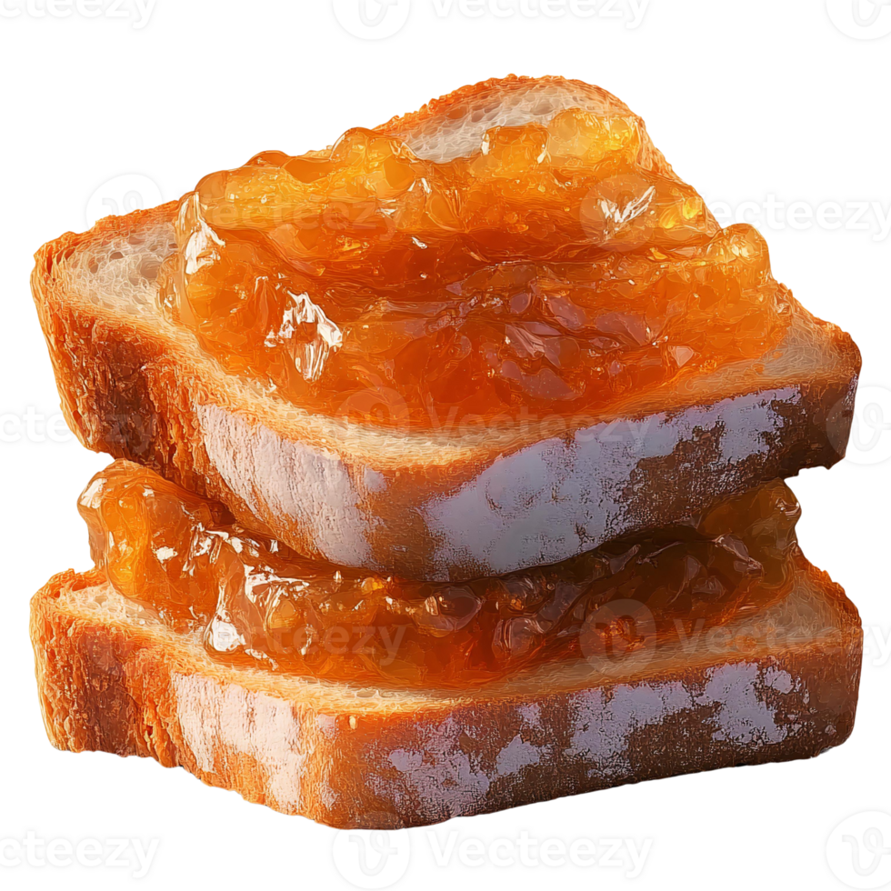 Orange jam sandwich slices on transparent background png