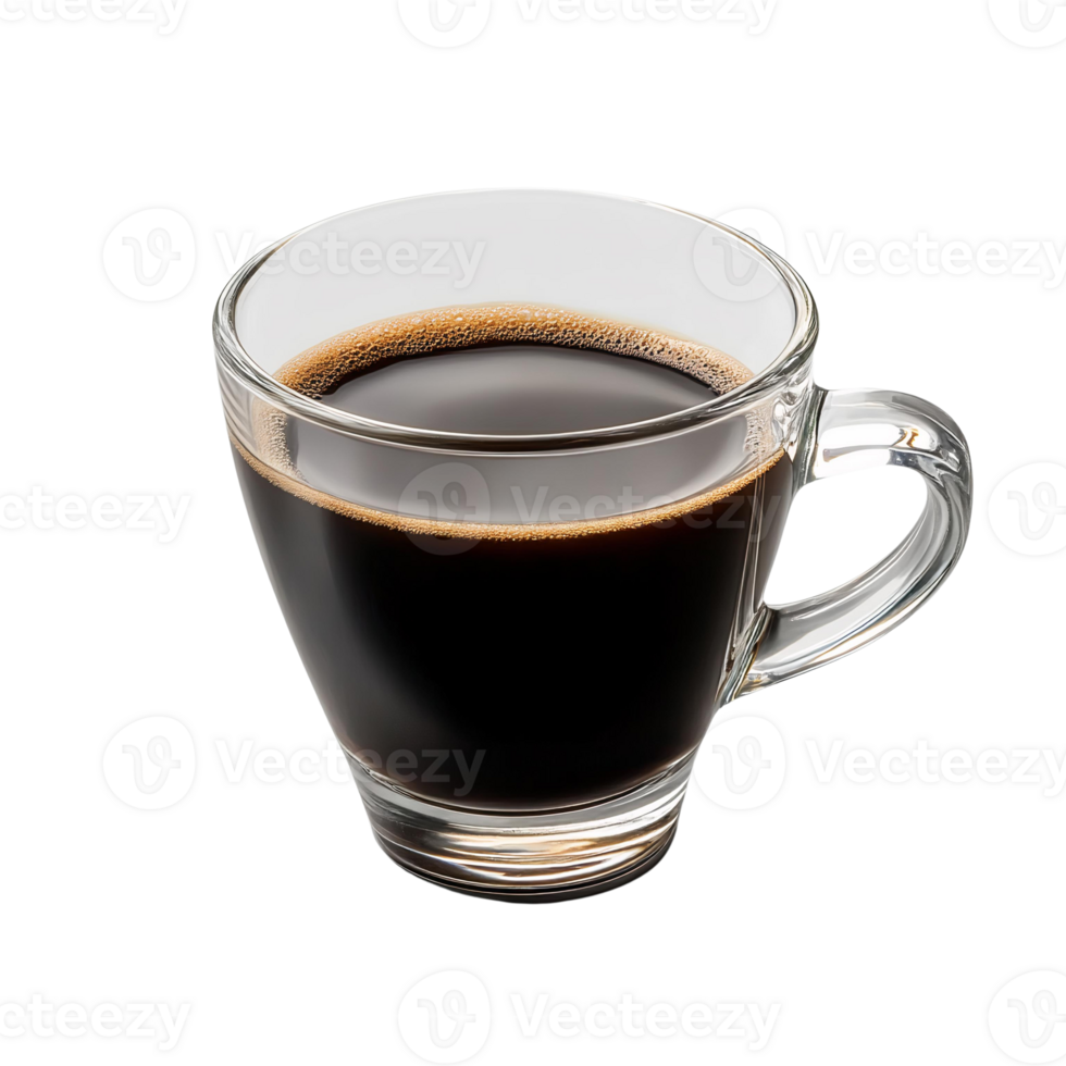 Espresso in clear glass cup on transparent background png