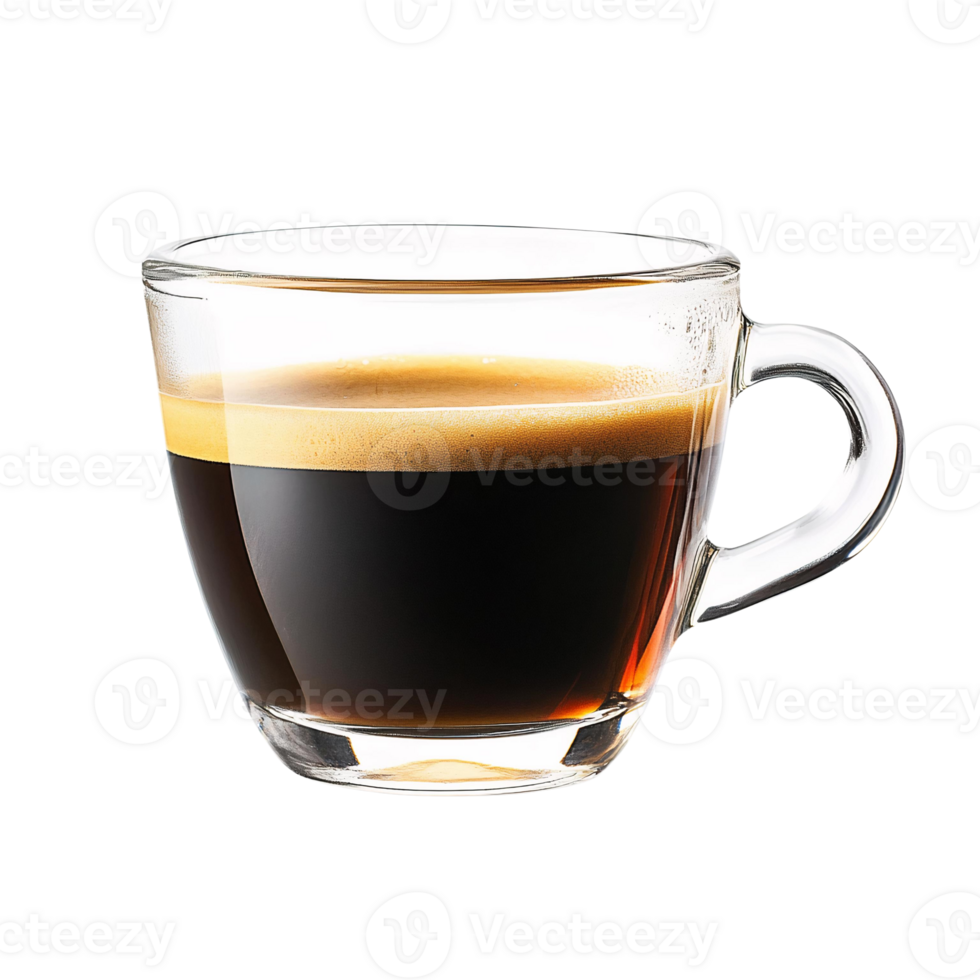Espresso coffee in glass cup on transparent background png