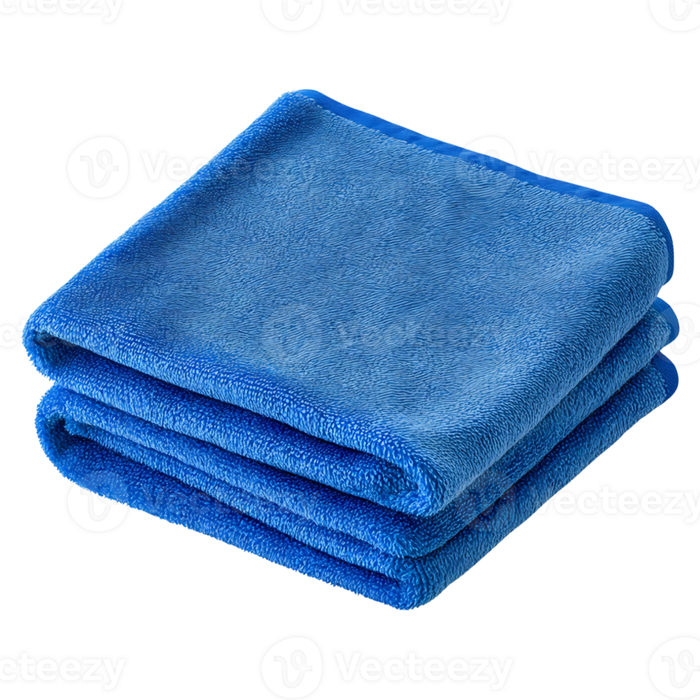 Blue microfiber towels folded on transparent background png