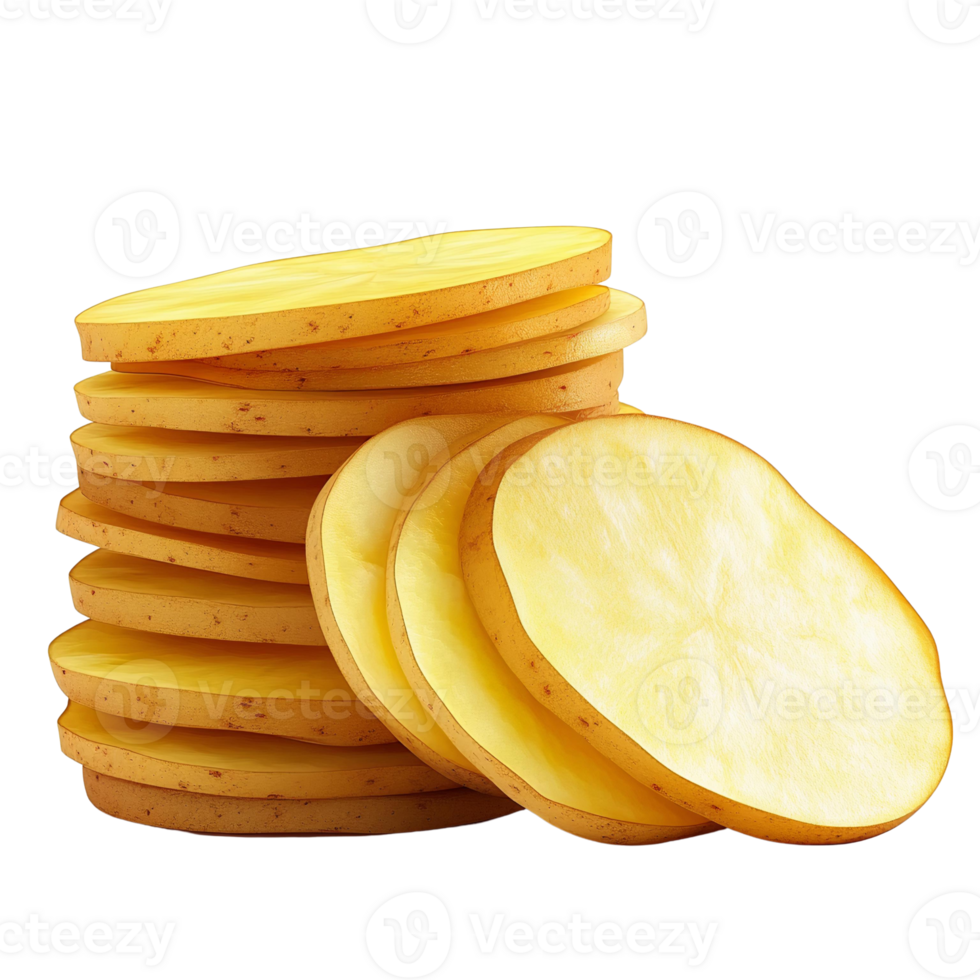 Potato slices stack on transparent background png